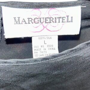 Marguerite Li vintage 80s black 100% silk short sleeved top L
